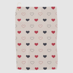 Serviette De Golf Motif sans couture à cœur beige et rouge, minimali
