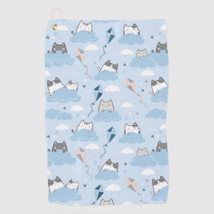 Serviette De Golf Motif sans couture Cute Kawaii Chats nuages de cer