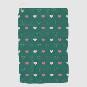 Serviette De Golf Motif sans couture de cœur rose et vert, minimalis