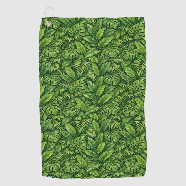 Serviette De Golf Motif sans couture de feuilles tropicales modernes (Devant)
