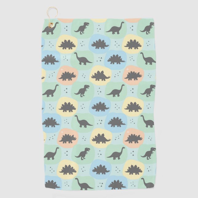 Serviette De Golf Motif sans couture de silhouette de dinosaure préh (Devant)