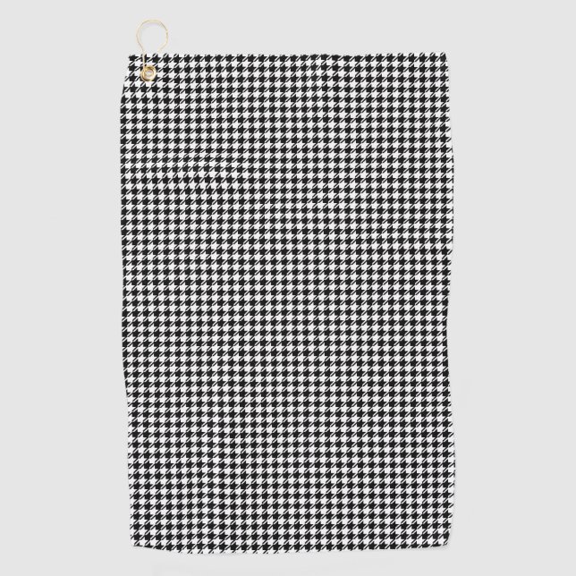 Serviette De Golf Motif Sml Houndstooth BW (Devant)
