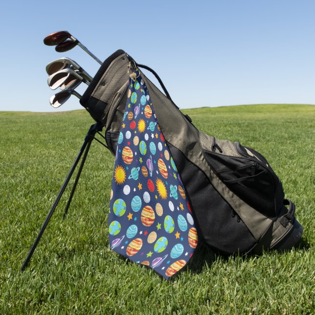 Serviette De Golf Motif spatial, Planètes, Étoiles, Cosmos, Galaxie (Vert)