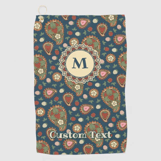 Serviette de golf Motif Strawberry Paisley (Devant)