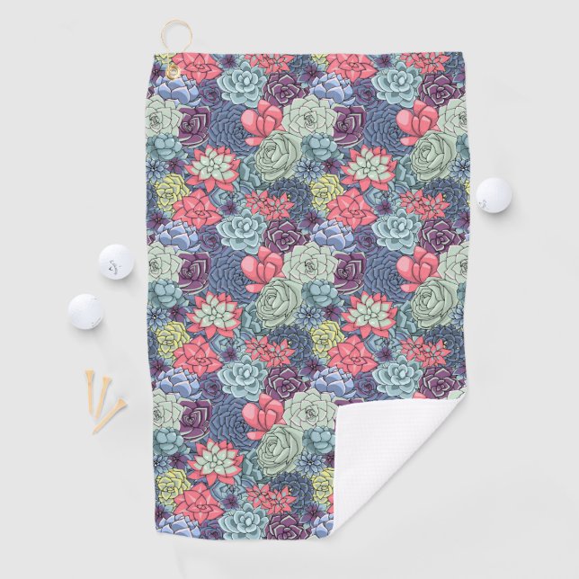 Serviette De Golf Motif succulent coloré (En situation)