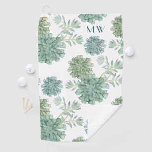 Serviette De Golf Motif succulent du bonheur d'usine du monogramme