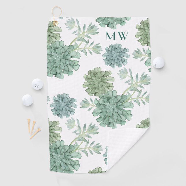 Serviette De Golf Motif succulent du bonheur | d'usine du monogramme (En situation)