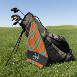 Serviette De Golf Motif Tartan Plaid Coloré Monogramme initial