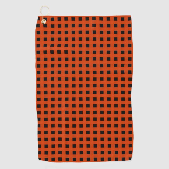Serviette De Golf Motif Tissé Noir Orange (Devant)