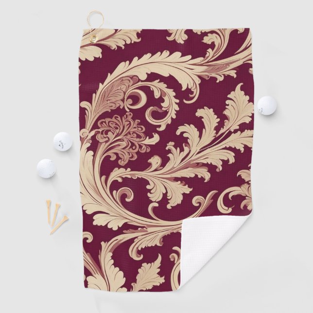 Serviette De Golf Motif Vintage marron et beige (En situation)