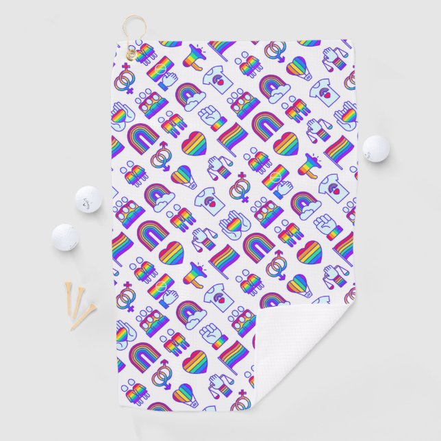 Serviette De Golf Motifs d'icônes arc-en-ciel colorées (En situation)