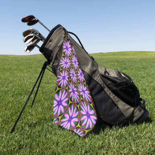 Serviette De Golf Motifs marguerite violet (Vert)