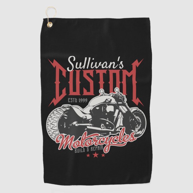 Serviette De Golf Moto personnalisé Big Bad Bike Bike Garage (Devant)