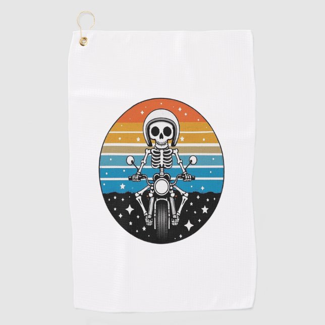 Serviette De Golf Motocyclette à ailes pour motocyclette à crâne (Devant)