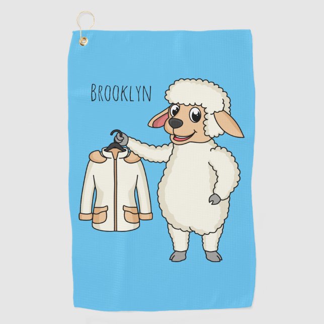 Serviette De Golf Mouton mignon avec dessin animé de veste  (Devant)
