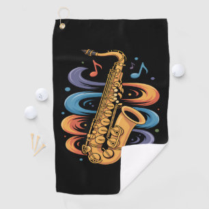 Serviette De Golf Musique de saxophone colorée Flux Instrument de ja
