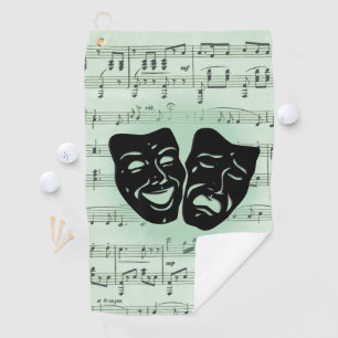 Serviette De Golf Musique verte et masques grecs de théâtre