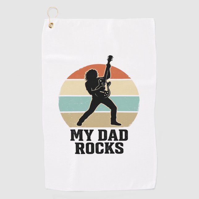 Serviette De Golf My Dad Rocks Vintage Guitar Sunset Shirt Design_1 (Devant)