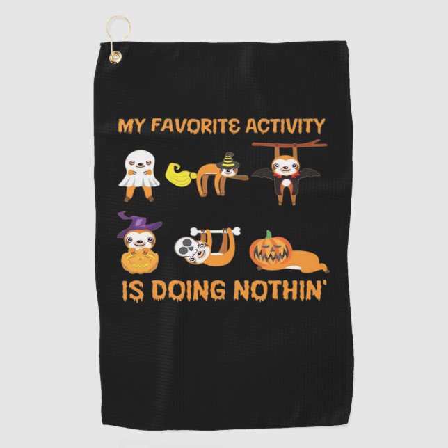 Serviette De Golf My Favorite Activity Is Doing Nothin' Retro Sloth  (Devant)