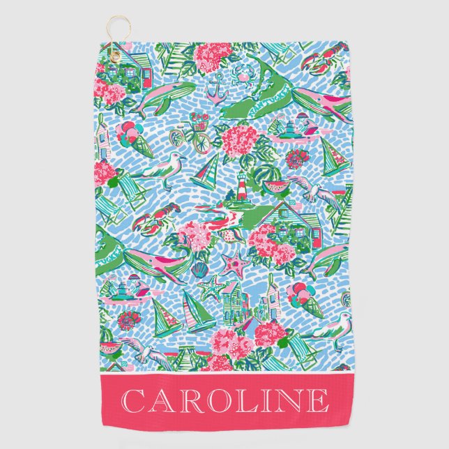 Serviette De Golf Nantucket Preppy Palm Beach Imprimer Personnalisé (Devant)