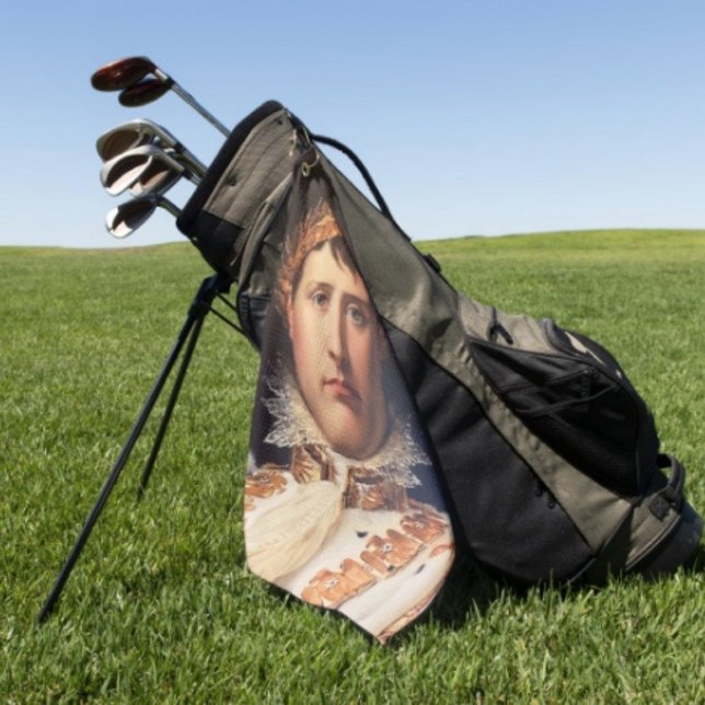 Serviette De Golf Napoléon Couronne De Laurier Héros (Napoleon’s Portrait  poly blend D: 16" x 24". Grommet brass plated hook. Machine washable.
)