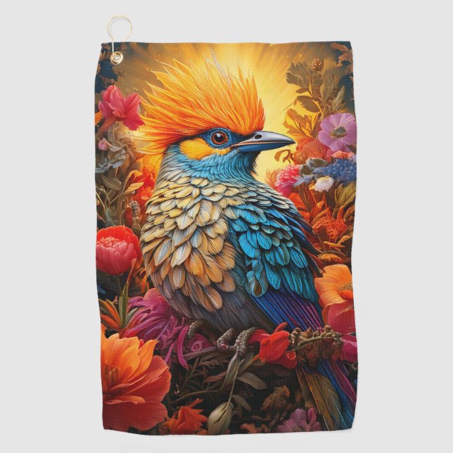 Serviette De Golf Nature lunaire Oiseau bleu No 2 (Devant)