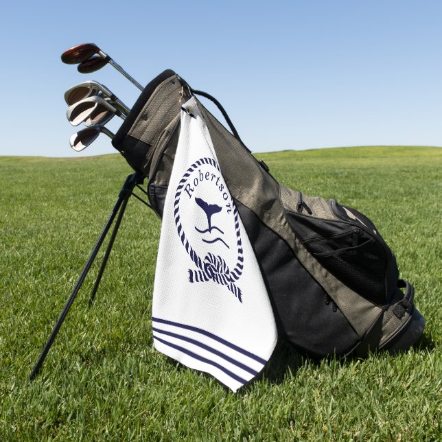 Serviette De Golf Nautique nom côtier Voilier Baleine Marine Bleu (Vert)