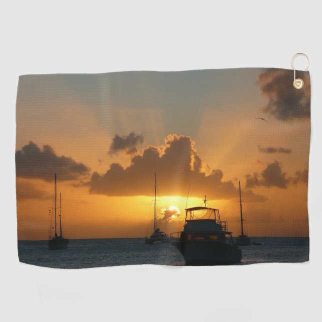 Serviette De Golf Navires et Sunset Tropical Seascape (Horizontal)