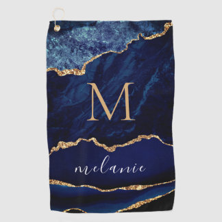 Serviette De Golf Navy Blue Gold Golf Towel Personalized Name Letter