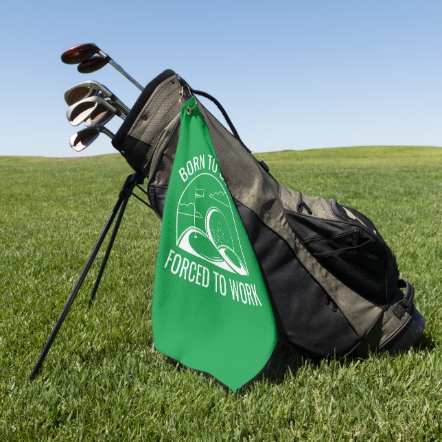 Serviette De Golf Né Au Golf Forcé À Travailler (Vert)