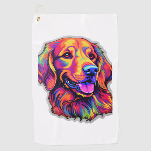 Serviette De Golf Neon Golden Retriever