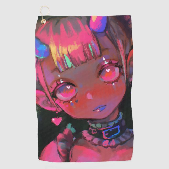 Serviette De Golf Neon Kawaii Demon Girl Pastel Goth (Devant)