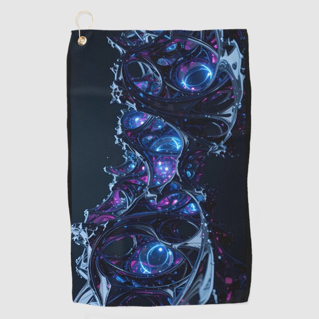 Serviette De Golf Neon Nexus : Structure Techno-Organique Intertissé (Devant)