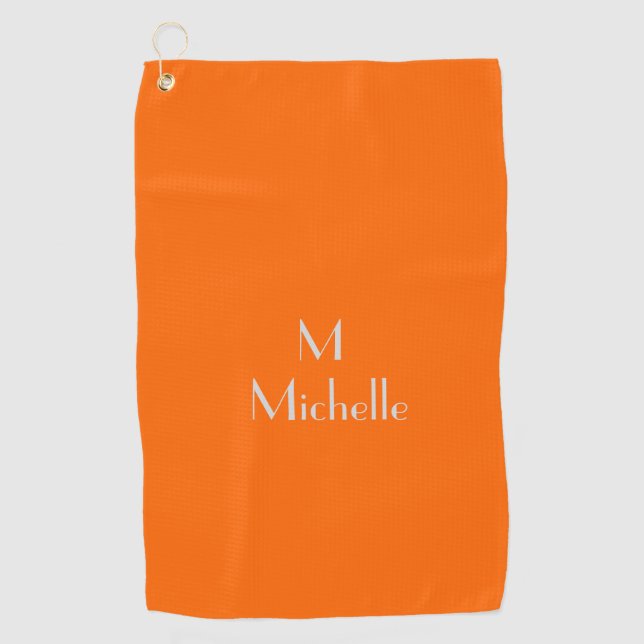 Serviette De Golf néon orange - ajouter monogramme et nom (Devant)