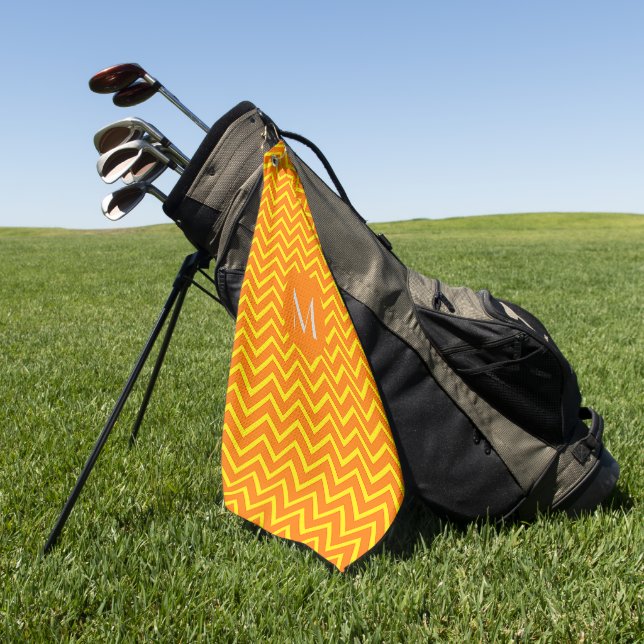 Serviette De Golf neon orange  yellow    chevron - add monogram (Vert)