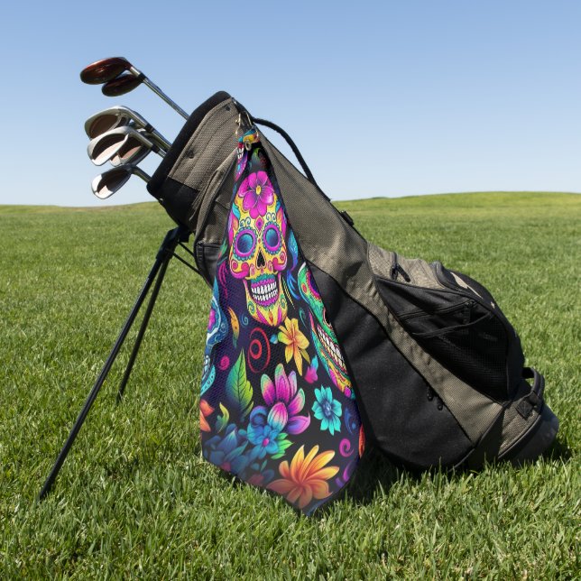 Serviette De Golf Neon Sugar Skull (Vert)