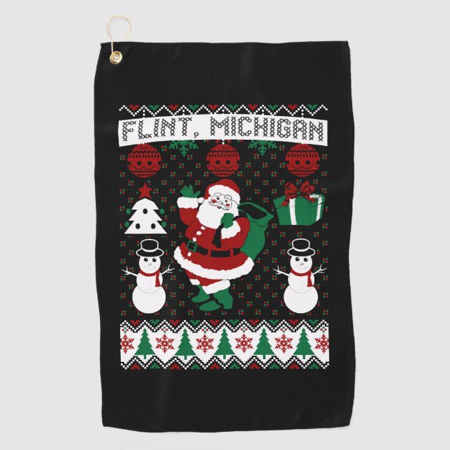 Serviette De Golf Noël Douille moche Flint Michigan (Devant)