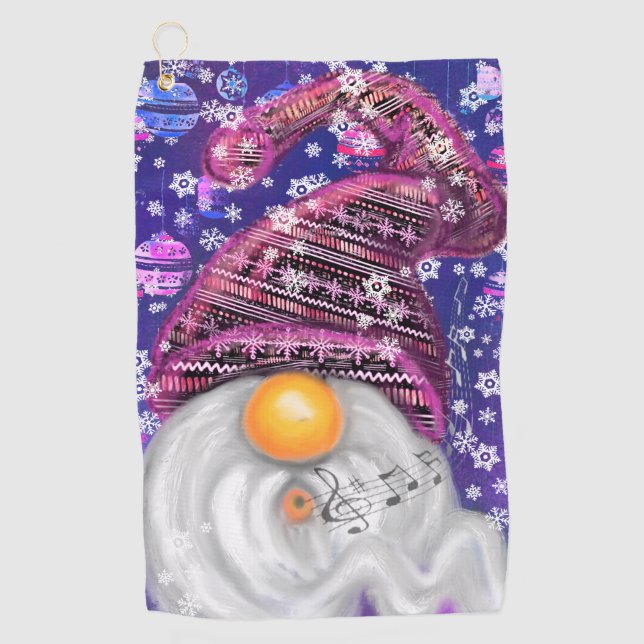 Serviette De Golf Noël Golf Serviette Gnome En Casquette violet (Devant)