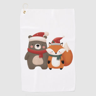 Serviette De Golf Noël/hiver Mignonne Ours et renard