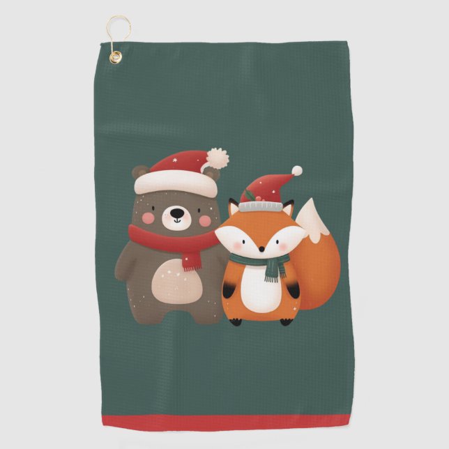 Serviette De Golf Noël/hiver Mignonne Ours et renard (Devant)
