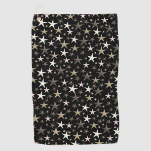 Serviette De Golf noir, argent, brillant, brillant, étoile, couleur,