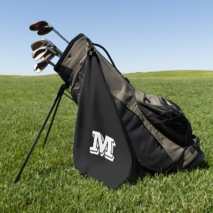 Serviette de golf noir et blanc Monogram