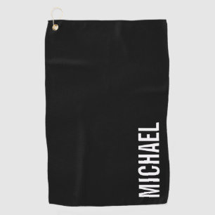 Serviette De Golf Noir moderne minimaliste Nom personnalisé