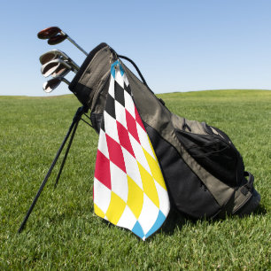 Serviette De Golf Noir rouge jaune Bavaria Motif Drapeau Diamant
