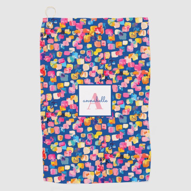Serviette De Golf Nom Abstrait peint brillant personnalisé (Devant)