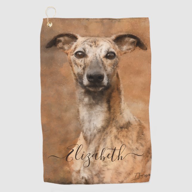 Serviette De Golf Nom d'ajout de Whippet Dog (Devant)