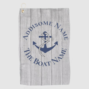 Serviette De Golf Nom de famille ou de bateau Marine Ancre corde Nau