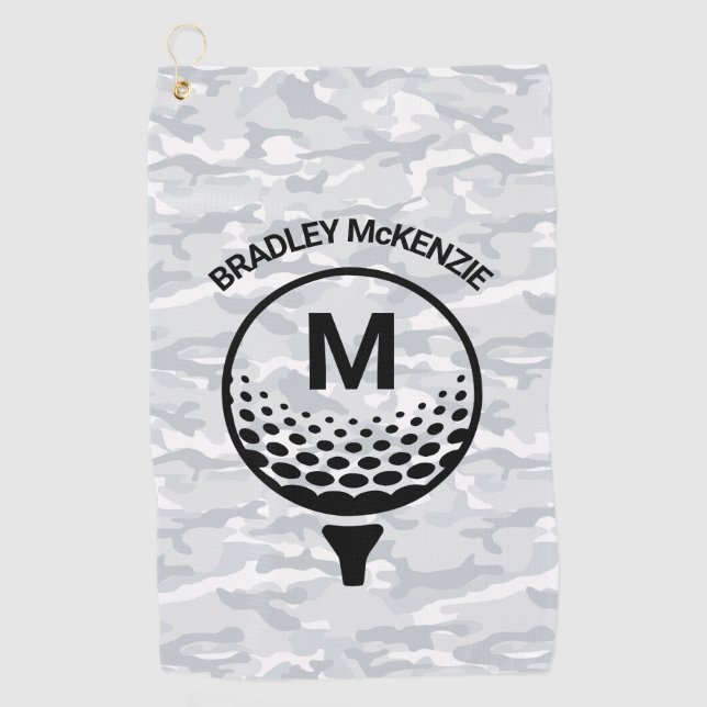 Serviette De Golf Nom de golfeur monogramme camouflage (Devant)