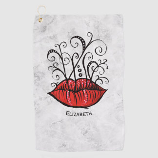 Serviette De Golf Nom de l'artiste maquillage des lèvres rouges