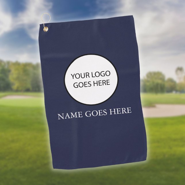 Serviette De Golf Nom de logo d'entreprise personnalisé École Bleu M (Custom Company School Logo Name Navy Blue Golf Towe)